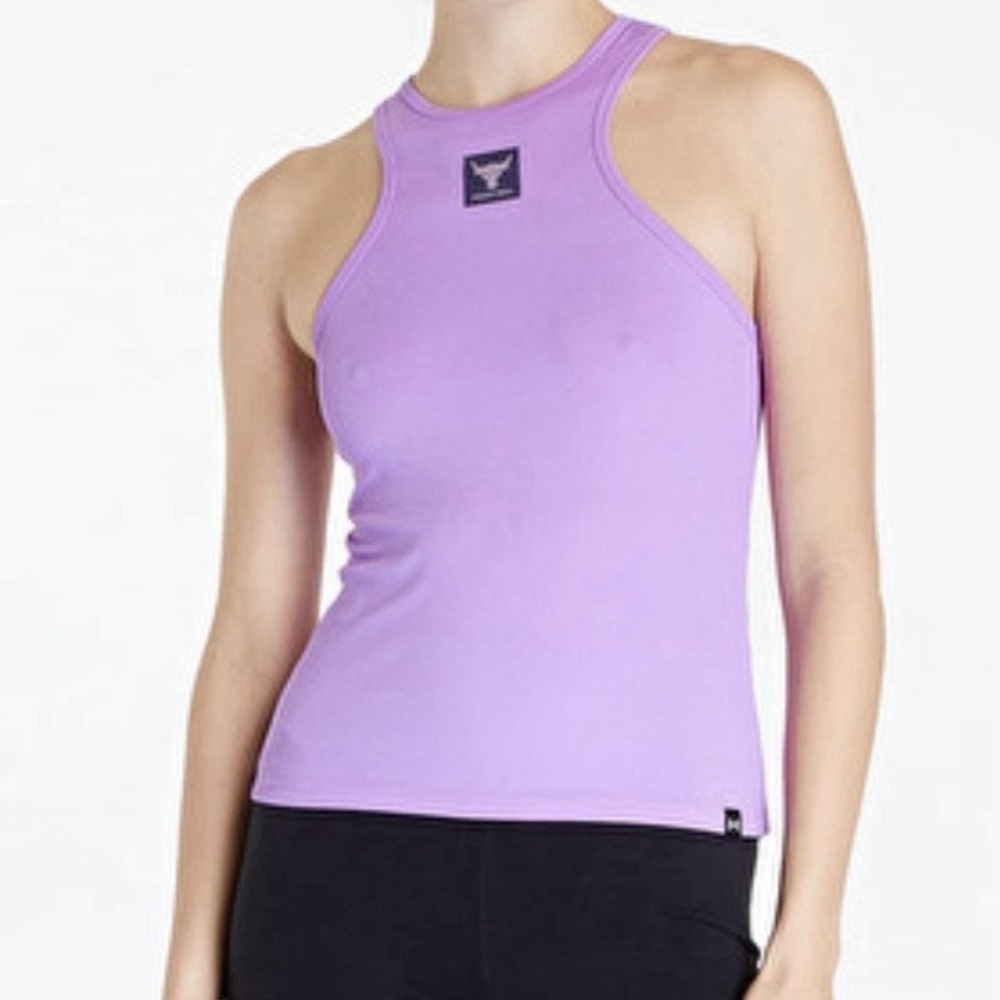 Under Armour Project Rock Womens Ribbed Tank Top Size Small Purple Lilac
